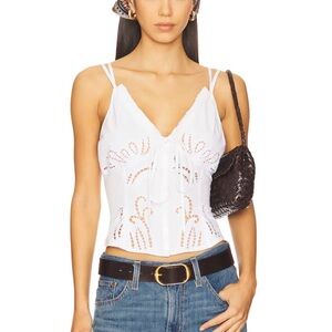 Free People White Cutout Camisole Top